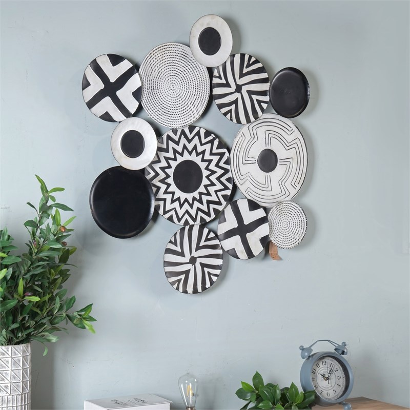 LuxenHome Black and White Abstract Metal Wall Sculpture | Homesquare