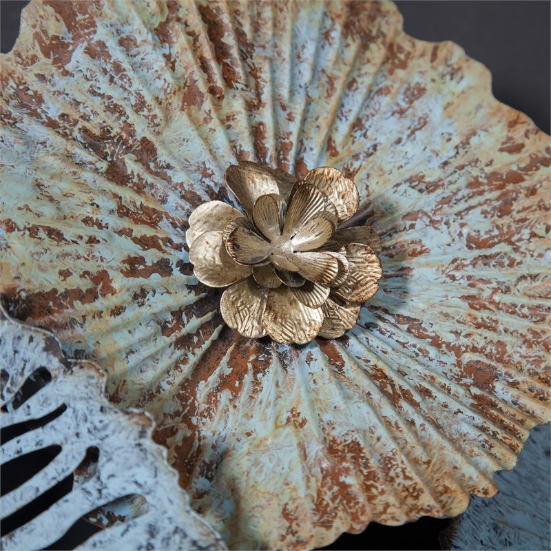 luxen home multicolor distressed flower metal wall sculpture wha539