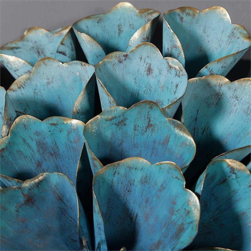 Teal Blue Metal Wall Art / Glendale Blue Ombre Indoor Outdoor Round