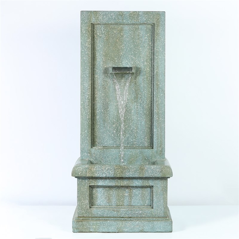 LuxenHome Stone and Patina Tall Pillar Patio Fountain Homesquare