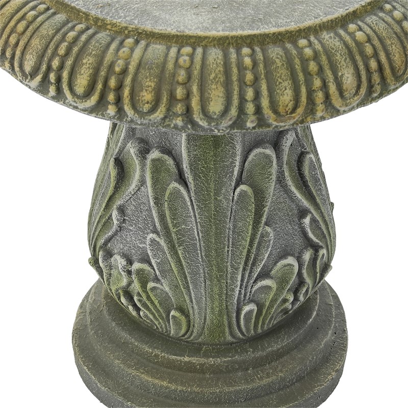 LuxenHome Patina Cement Umbrella Outdoor Side Table Homesquare