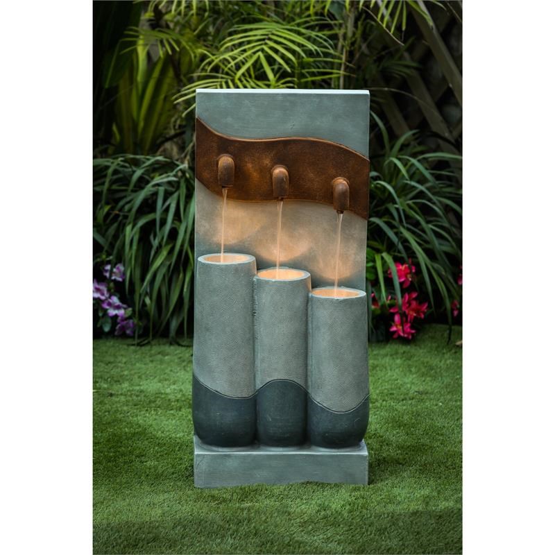 LuxenHome Cement Modern Pots Outdoor Patio Fountain