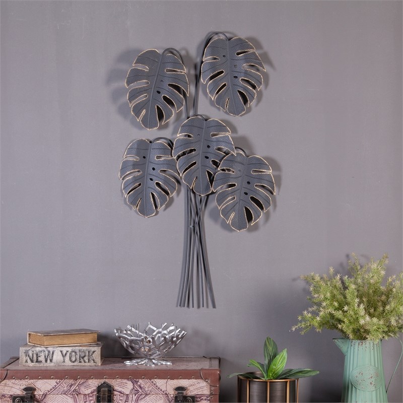 LuxenHome Metal Tropical Plants Wall Decor
