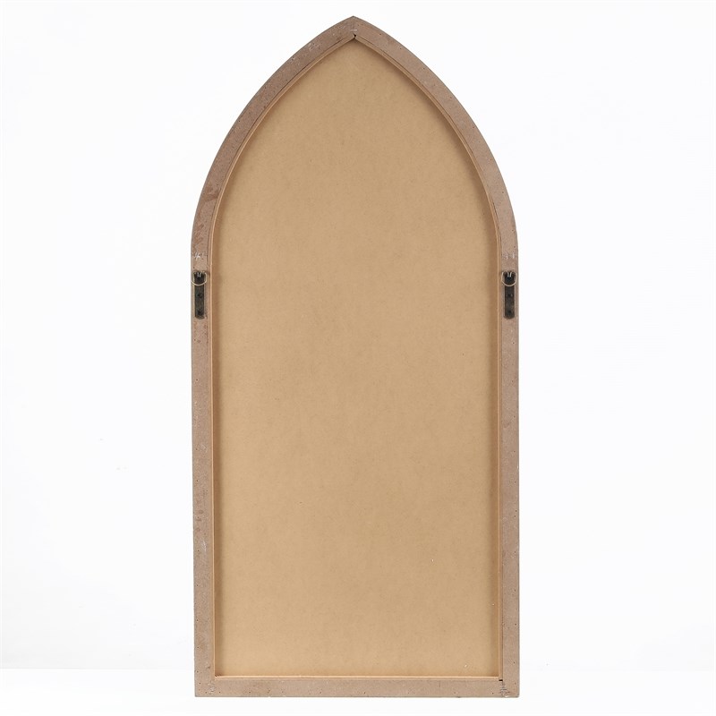 LuxenHome White Rustic Wood Cathedral Wall Mirror