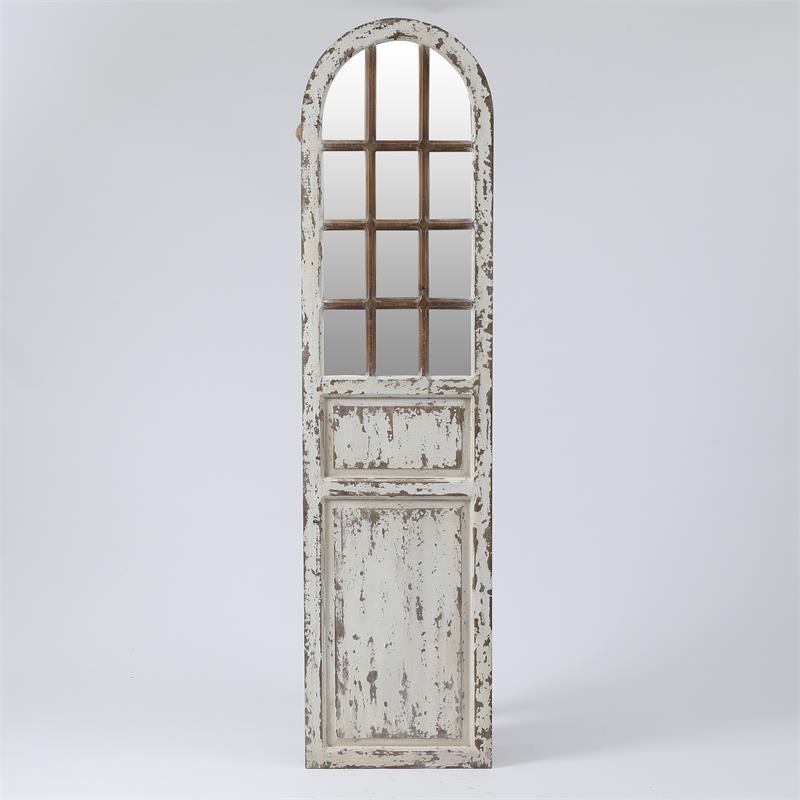 Luxenhome Distressed White Wood, Distressed White Wood Farmhouse Door Wall Mirror