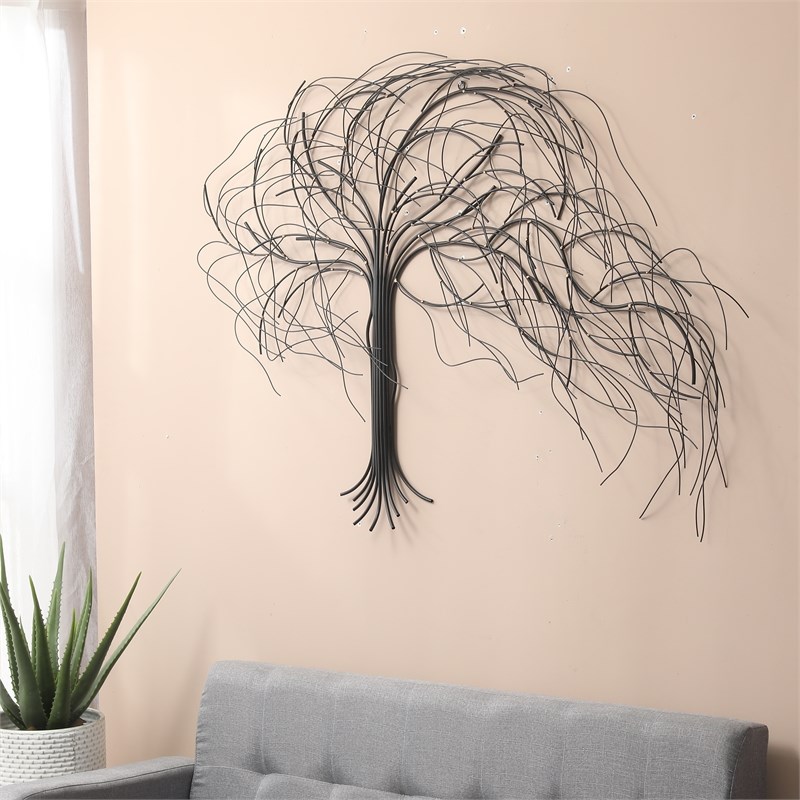 luxenhome black metal field of trees wall decor