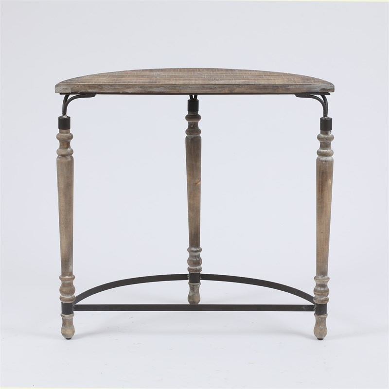 wood rustic half moon table whif771