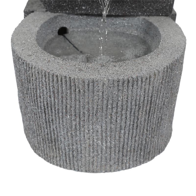 LuxenHome Gray Resin Raining Water Sculpture LED Outdoor Fountain