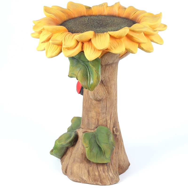 luxen home polyresin yellow sunflower bird bath whf816