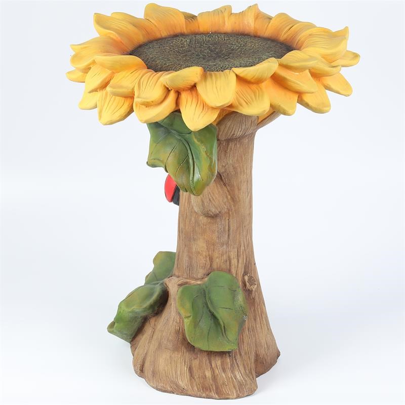 luxen home polyresin sunflower bird bath whf816