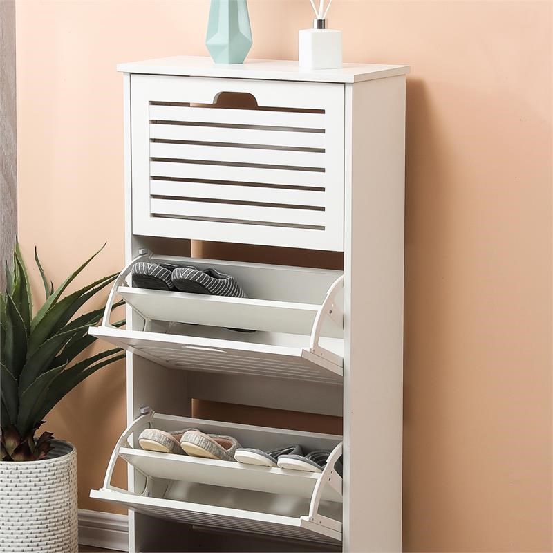 luxen home white wood 12pair shoe storage whif899