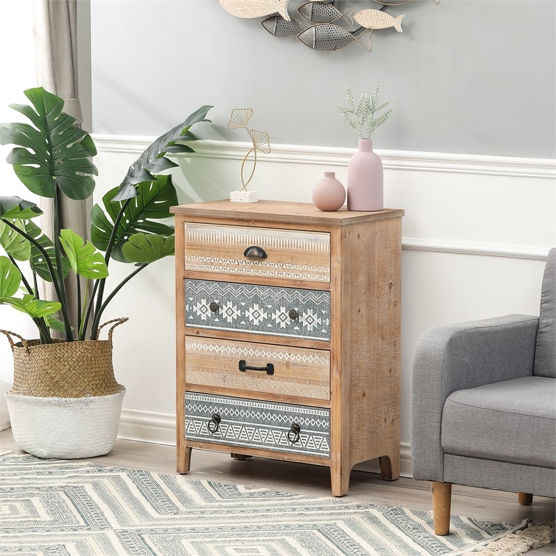 LuxenHome Natural Wood Accent Chest