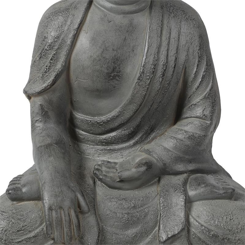 LuxenHome Gray MgO Enlightened Buddha Garden Statue