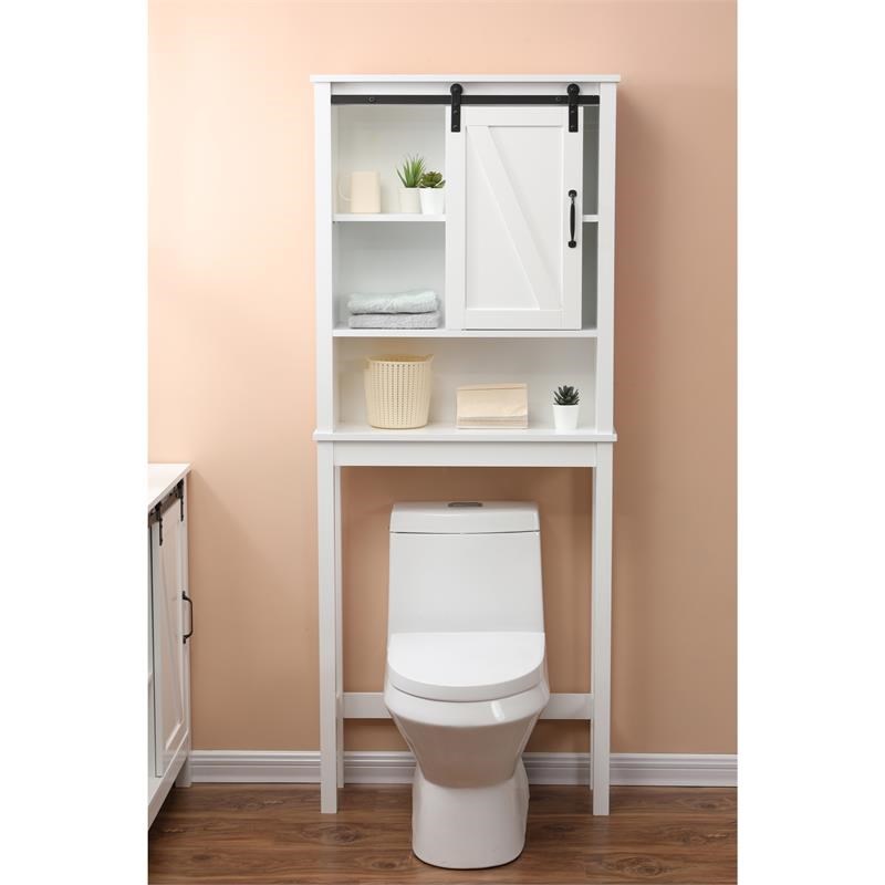 farmhouse white mdf over-the-toilet space saver cabinet ...