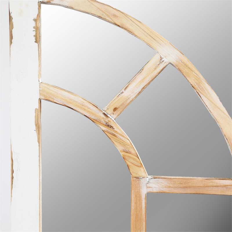 LuxenHome Two Piece White Wood Framed Window Wall Mirror Homesquare