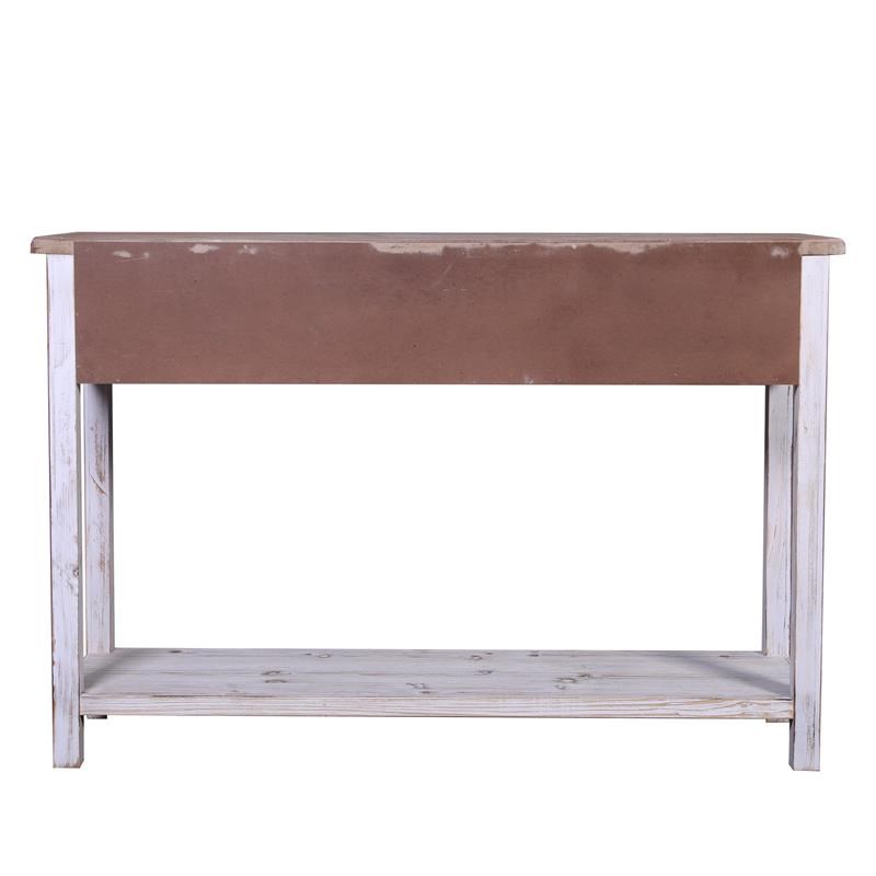 LuxenHome Natural and WhiteWashed Wood Console Table Homesquare