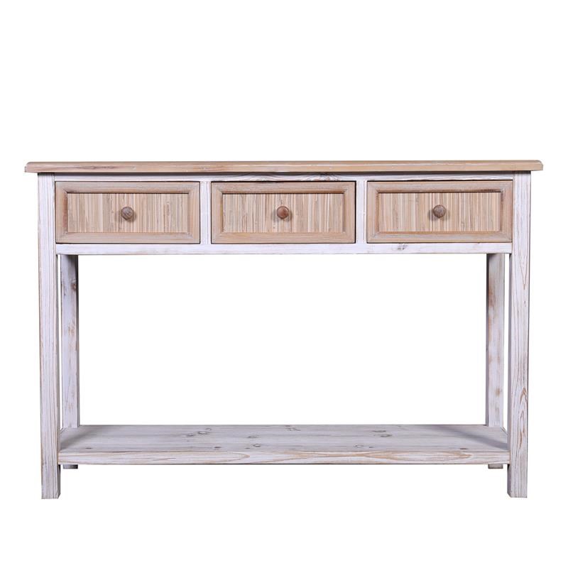 LuxenHome Natural and WhiteWashed Wood Console Table Homesquare