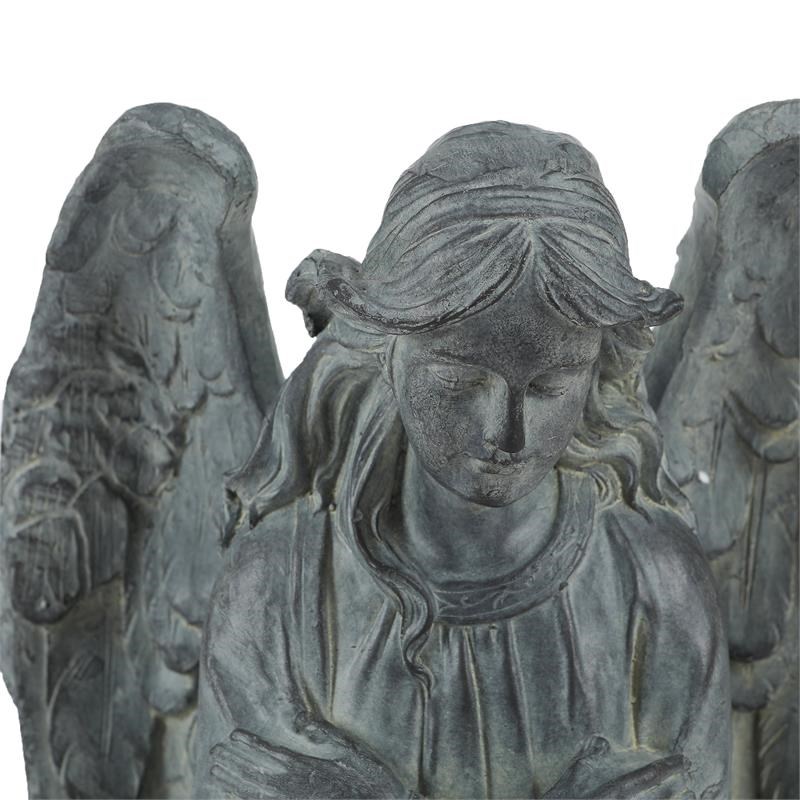 LuxenHome Gray MgO Kneeling Angel Garden Statue