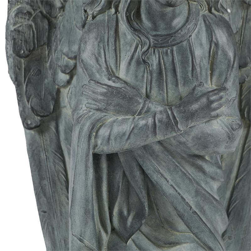 LuxenHome Gray MgO Kneeling Angel Garden Statue