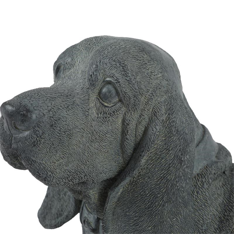 LuxenHome Gray MgO Basset Hound Dog Garden Statue