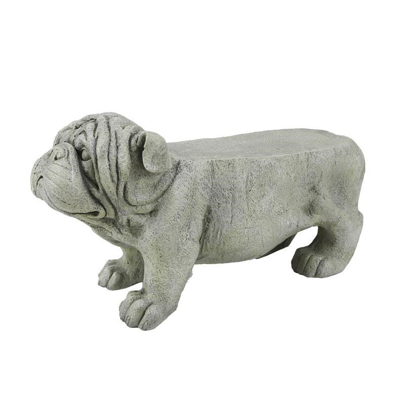 LuxenHome Gray MgO Bulldog Garden Statue
