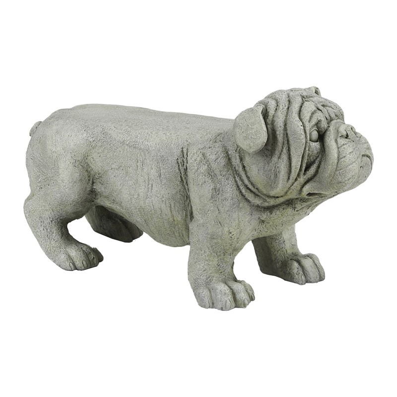 LuxenHome Gray MgO Bulldog Garden Statue
