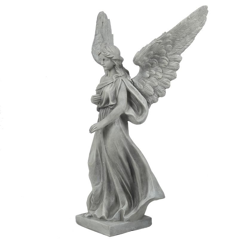 LuxenHome Gray MgO Peaceful Angel Garden Statue