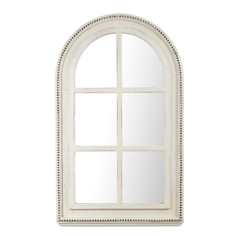 Luxenhome White Wood Arched Window Wall, White Wooden Arch Mirror