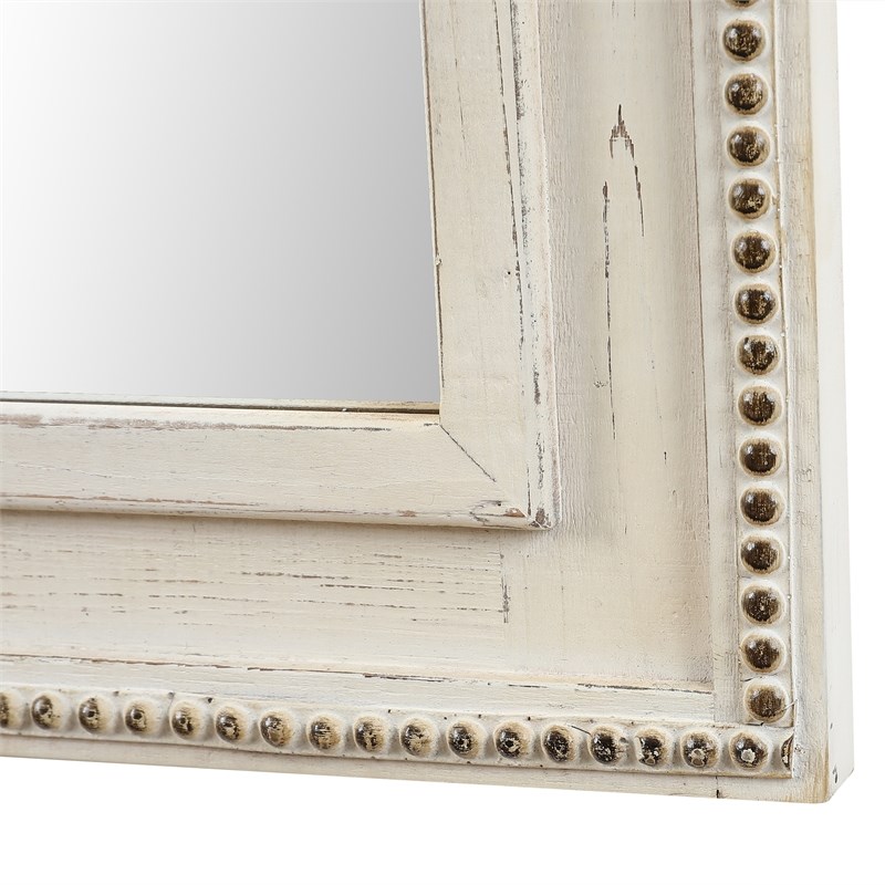 LuxenHome White Wood Arched Window Wall Mirror | Homesquare