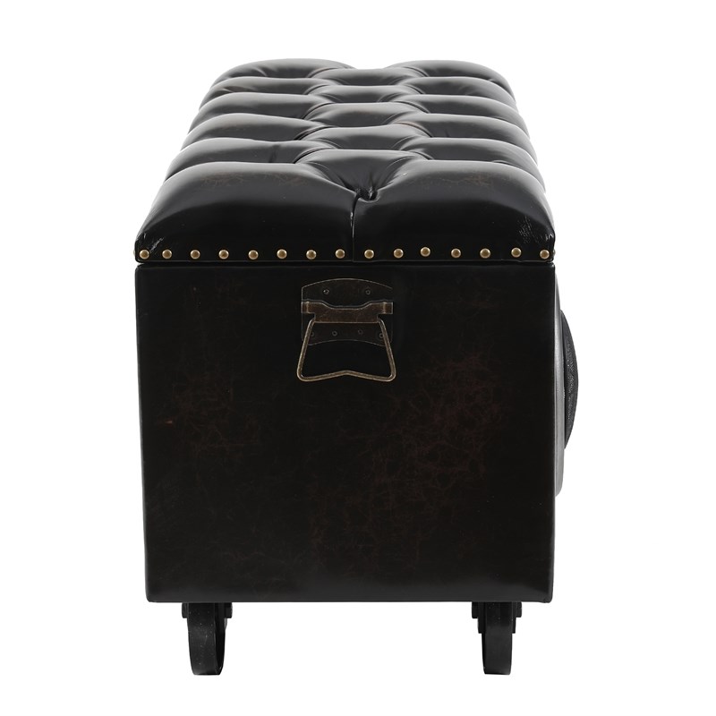 luxenhome upholstered faux leather storage trunk ottoman whif1328