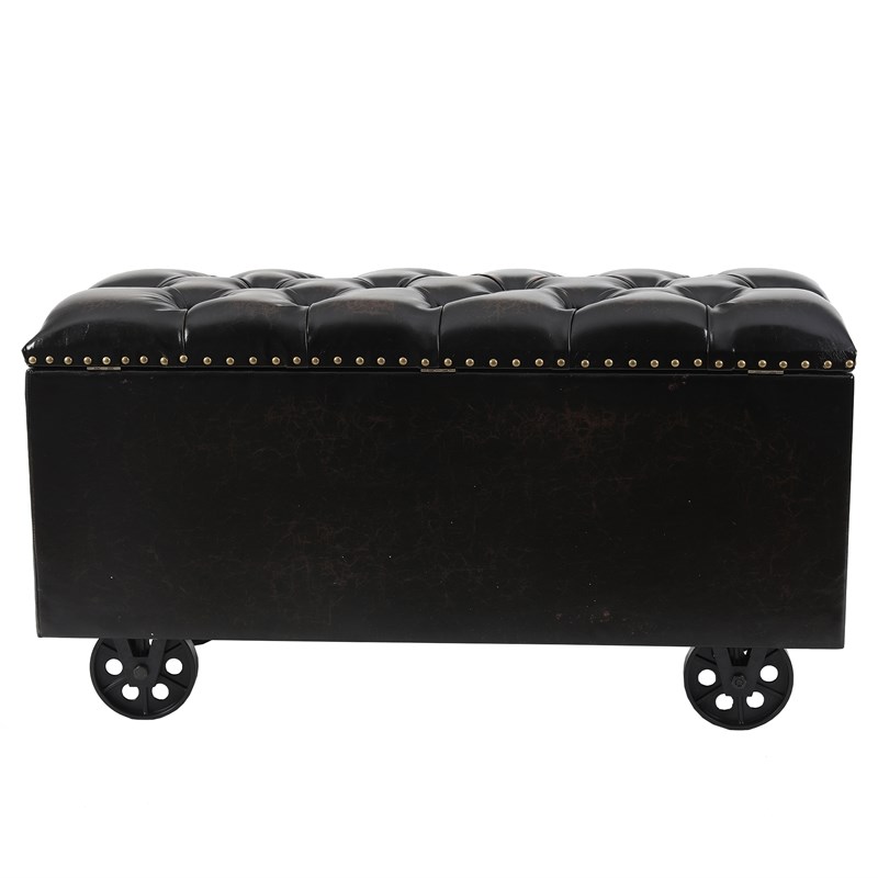 luxenhome upholstered faux leather storage trunk ottoman whif1328