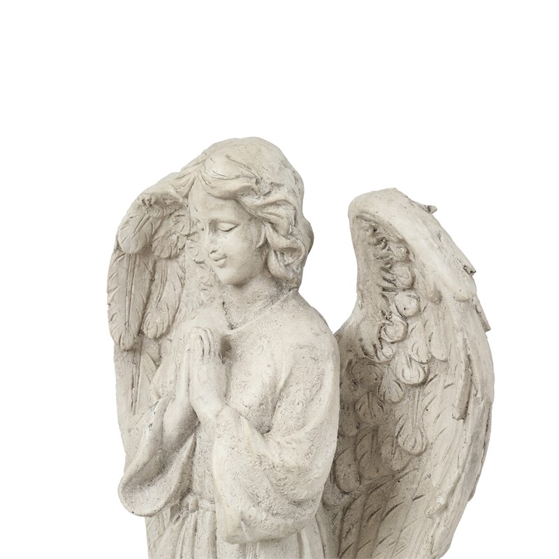 LuxenHome Off White Resin Praying Angel Garden Statue