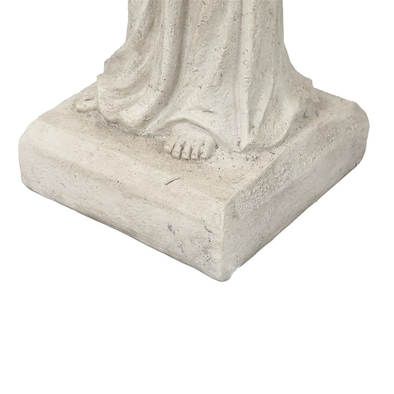LuxenHome Off White Resin Praying Angel Garden Statue