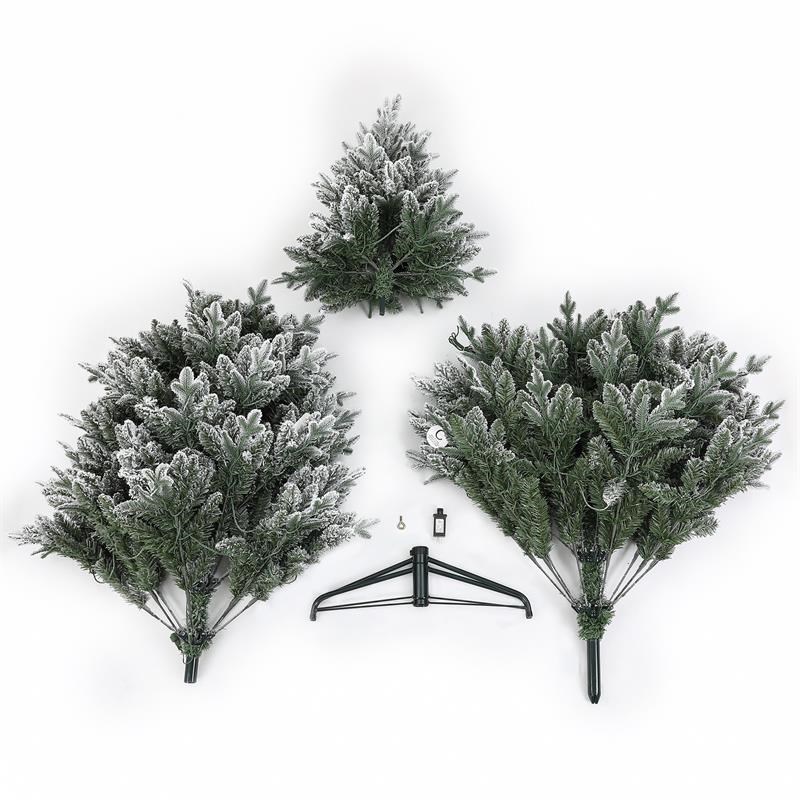 LuxenHome 7ft Pre-Lit Flocked Artificial Christmas Tree
