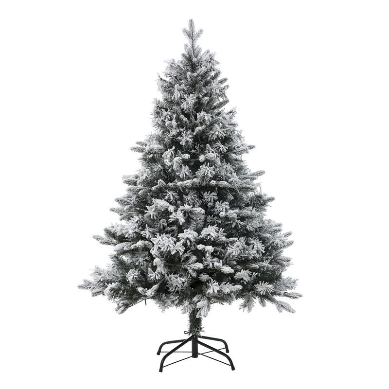 LuxenHome 5ft Pre-Lit Flocked Artificial Christmas Tree