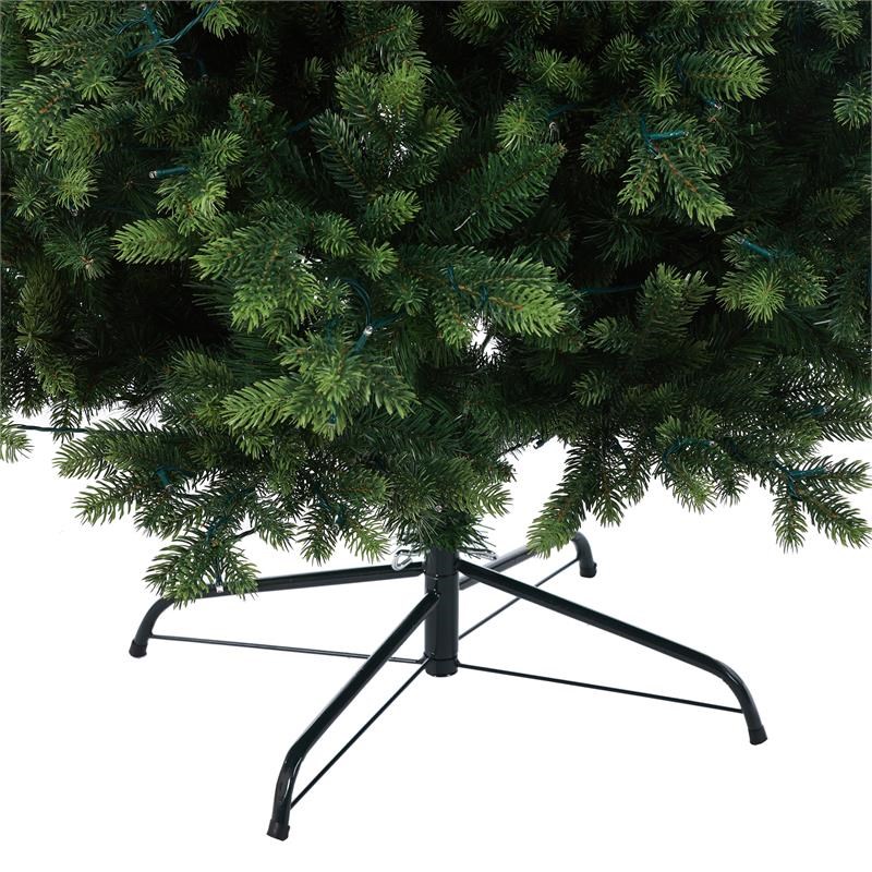 LuxenHome 7ft Green PVC/PE Pre-Lit Artificial Christmas Tree