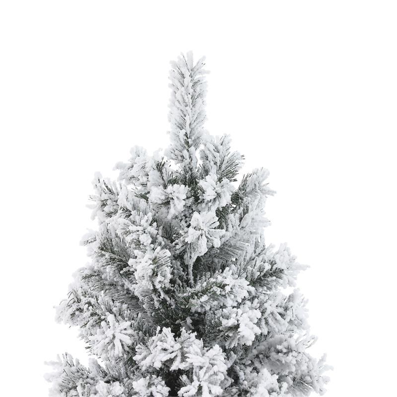 LuxenHome 7ft Pre-Lit Flocked Artificial Christmas Tree