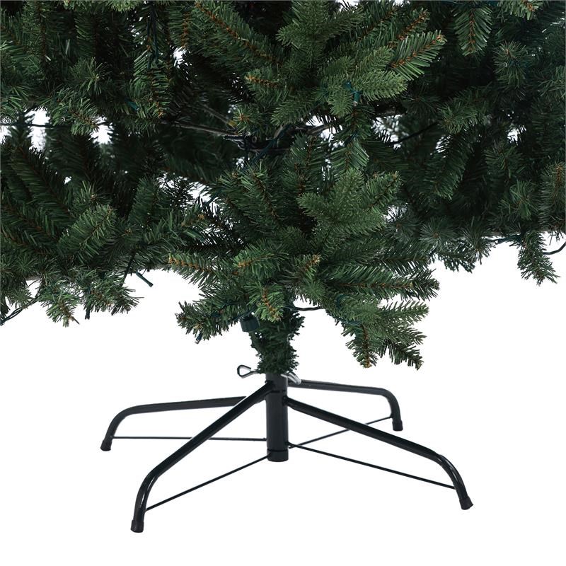 LuxenHome 7ft Pre-Lit PE/PVC Artificial Green Christmas Tree