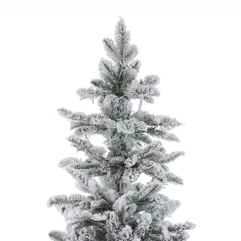 LuxenHome 7ft Pre-lit PE/PVC Artificial Flocked Christmas Tree