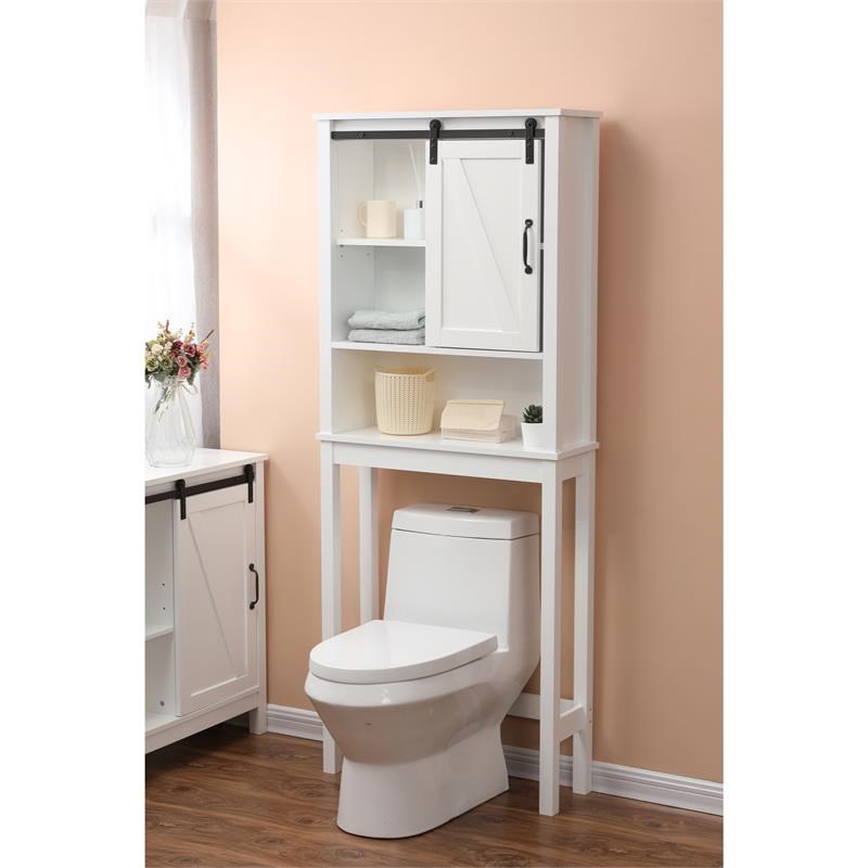 LuxenHome 3 Piece White Wood Bathroom Furniture Set
