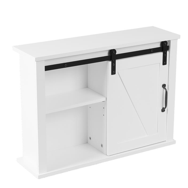 LuxenHome 2 Piece White Wood SpacerSaver and Wall Cabinet Set