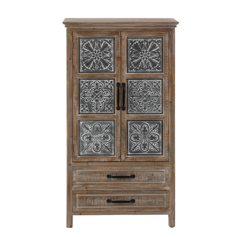 LuxenHome Wood and Metal Wardrobe Storage Cabinet