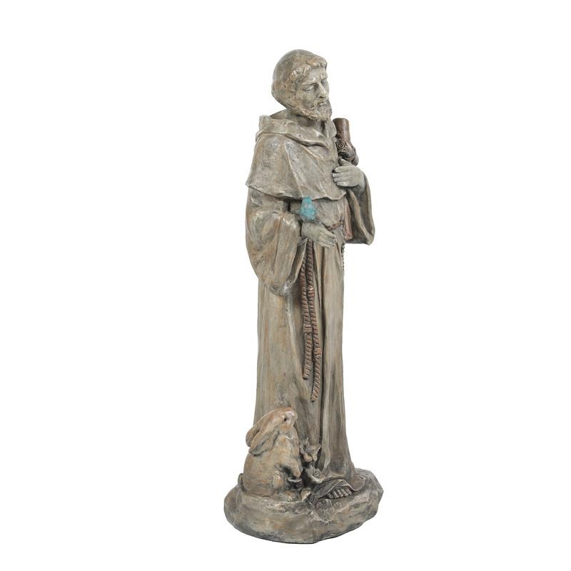 LuxenHome Weathered Gray and Brown MgO Saint Francis Statue