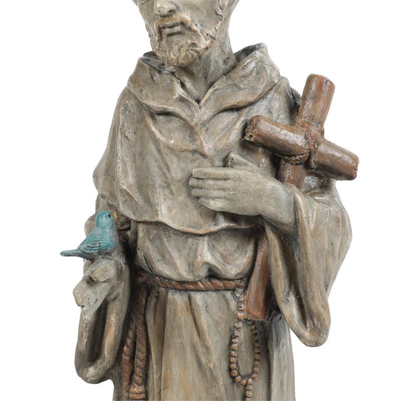 LuxenHome Weathered Gray and Brown MgO Saint Francis Statue