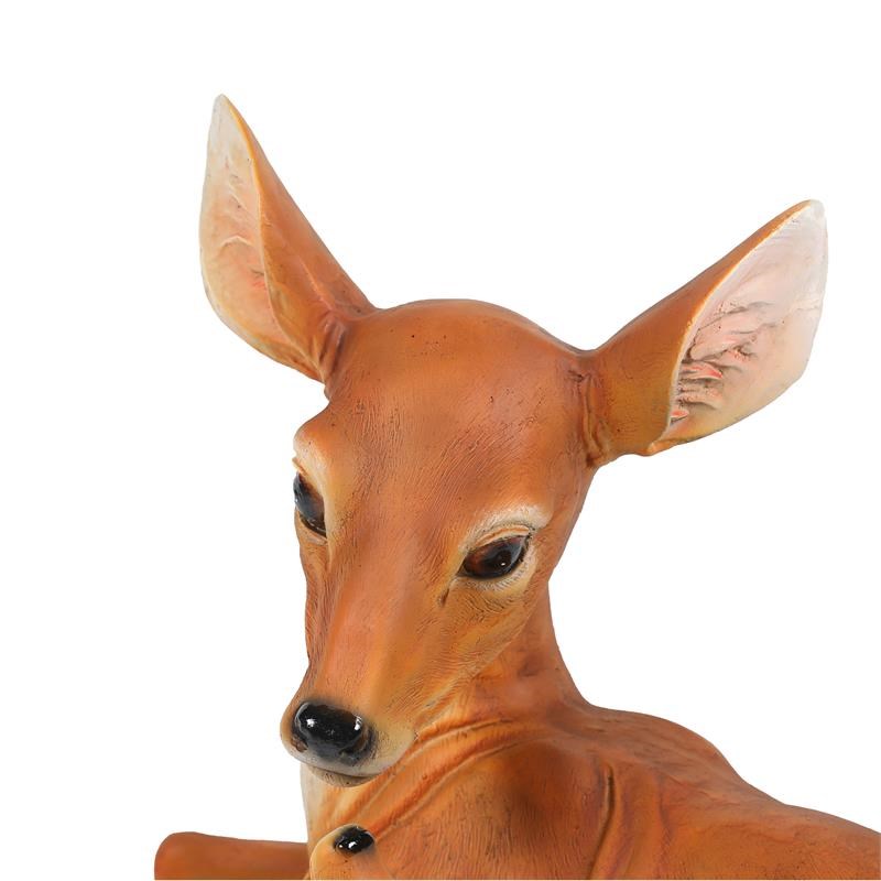 LuxenHome Brown MgO Resin Resting Deer Statue