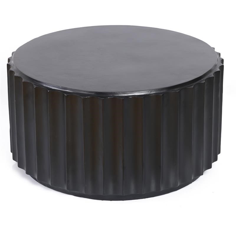 LuxenHome Black Cement Round Coffee Table