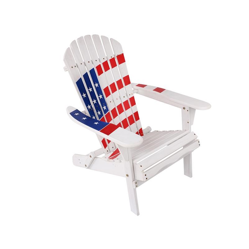LuxenHome Adirondack USA Flag Patriotic Outdoor Wood Chair