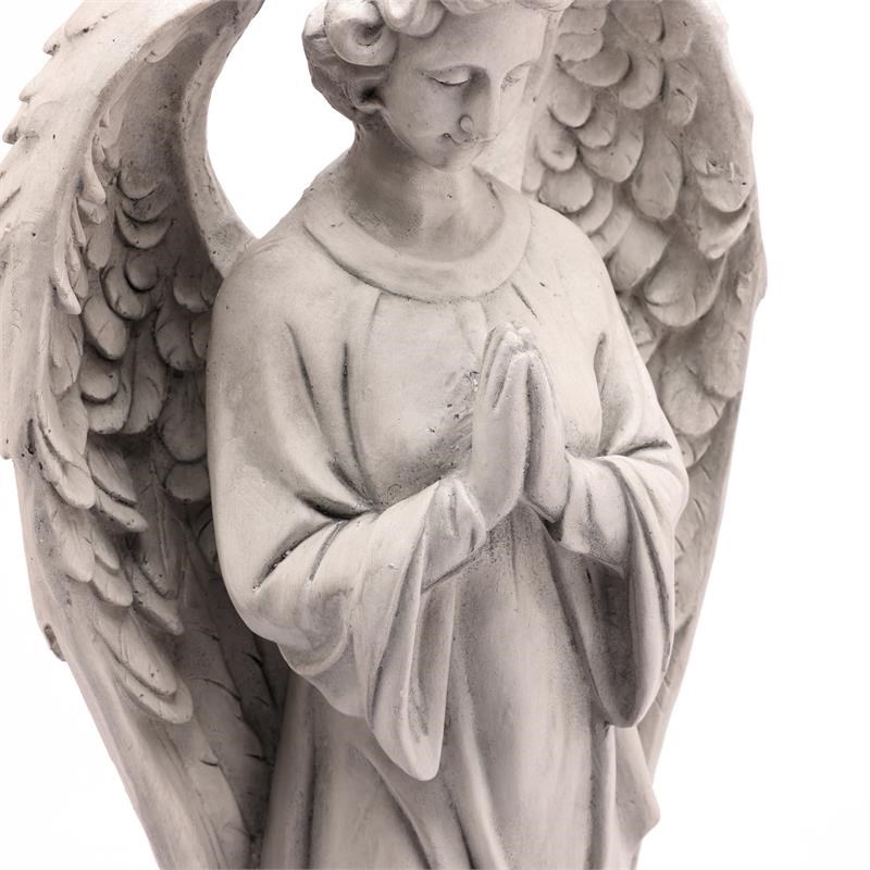 LuxenHome Gray MgO 27in H Prayer Angel Garden Statue
