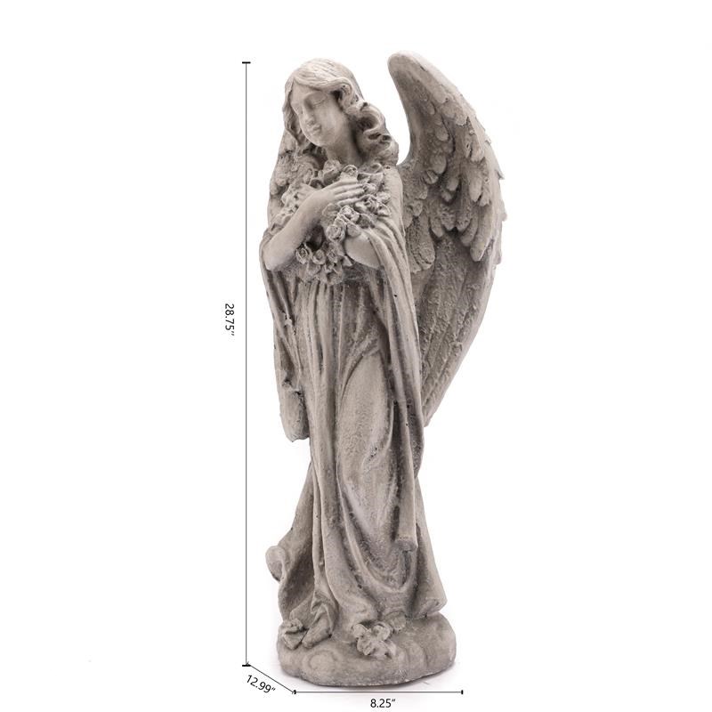 LuxenHome Gray MgO 27in H Angel Garden Statue