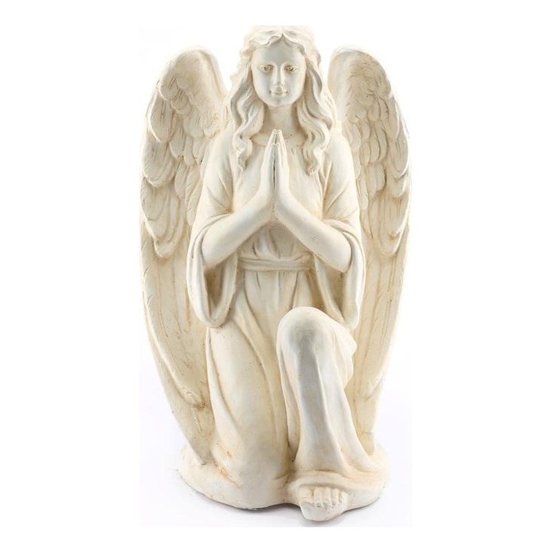 LuxenHome Off White MgO Kneeling Prayer Angel Garden Statue